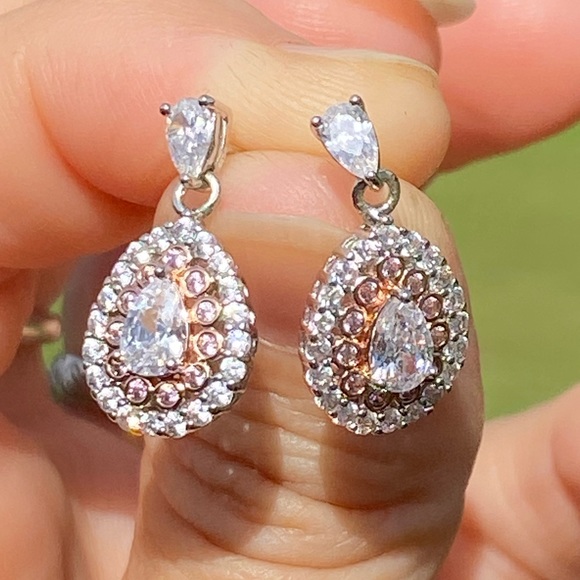 Genuine Crystal gold plated silver drop earrings Kohl’s Chrystina Rose - Picture 7 of 16